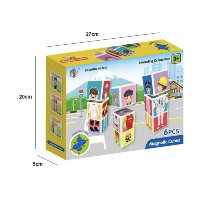 Joc educativ Set 6 cuburi magnetice meserii, 6 piese, meserii [4]