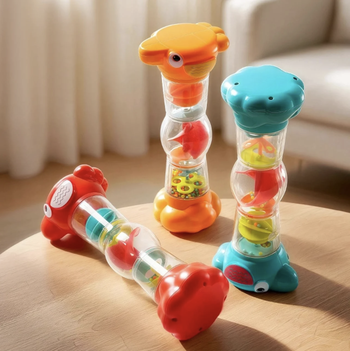 Jucarie zornaitoare tip clepsidra cu bilute si sunet de ploaie pentru bebelusi 6 luni+ [5]