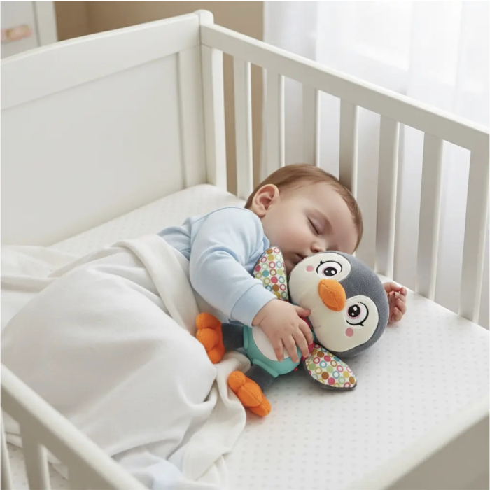 Jucarie interactiva din plus Pinguin cu respiratie, lumini si sunete, 6 luni+ [3]