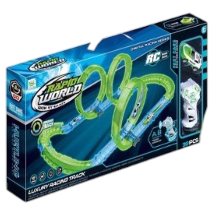 Circuit Pista De Curse Cu Bucle Masinuta Telecomanda Rapid World 38 Piese 3 Ani [4]