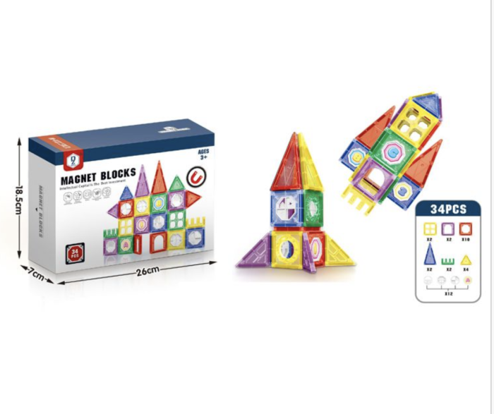 Set 34 piese magnetice de constructie, multicolor, 3 ani+ [2]
