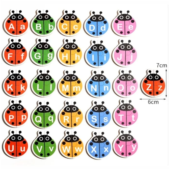 Joc cognitiv de asociere a literelor, tip puzzle, cu 52 piese din lemn - Gargarite [4]
