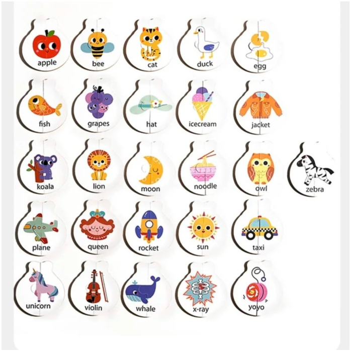 Joc cognitiv de asociere a literelor, tip puzzle, cu 52 piese din lemn - Gargarite [5]