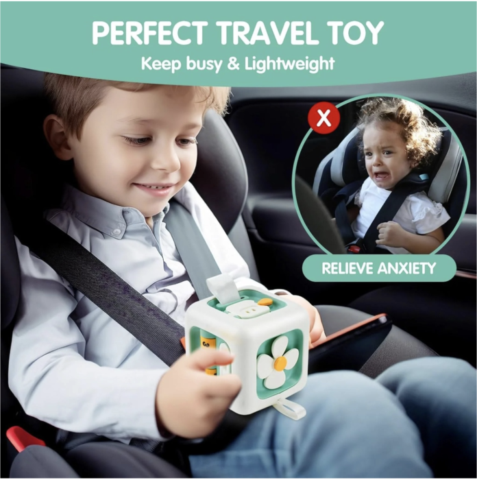 Jucarie interactiva Busy Cube vernil, cu 6 activitati pentru copii 18 luni+ [4]