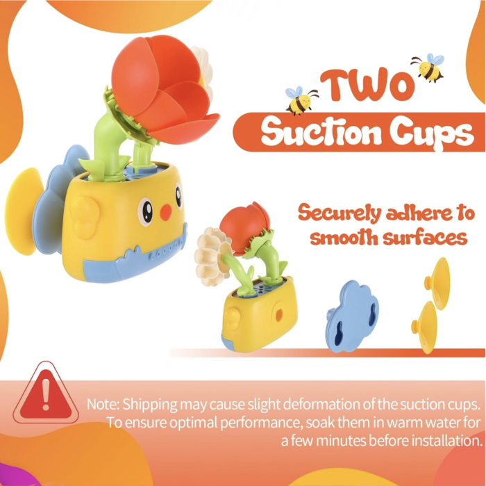 Set jucarie interactiva de baie Flori vesele cu ventuze pentru copii 18 luni+ [2]