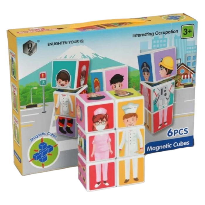 Joc educativ Set 6 cuburi magnetice meserii, 6 piese, meserii [2]