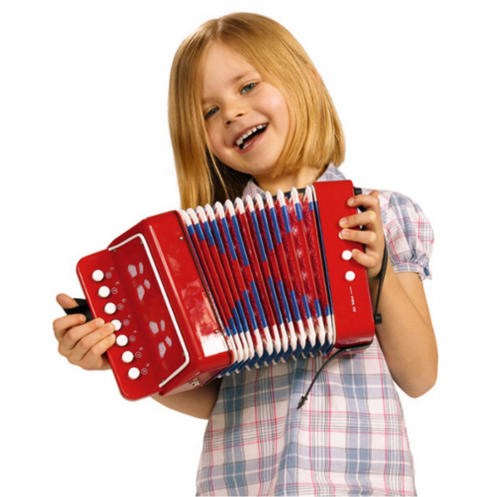 Acordeon de jucarie pentru copii, instrument muzical fara baterii, verde [3]