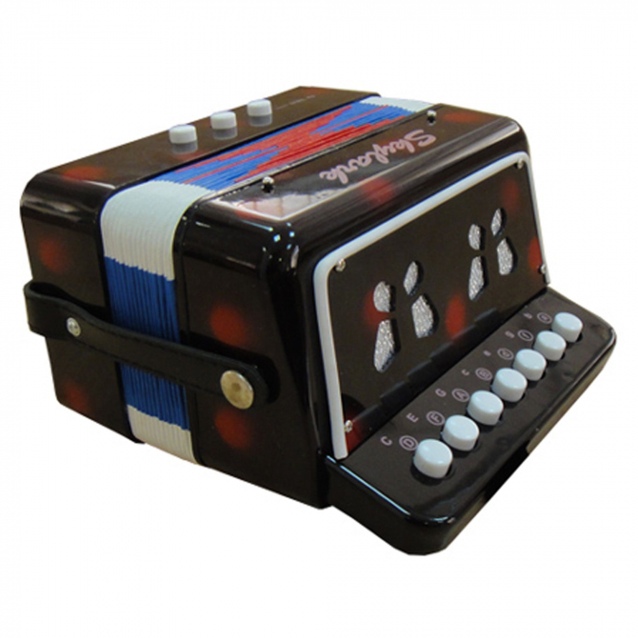 Acordeon de jucarie pentru copii, instrument muzical fara baterii, negru [4]