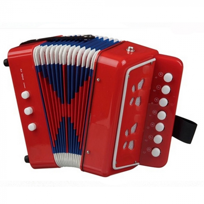 Acordeon de jucarie pentru copii, instrument muzical fara baterii, rosu [3]