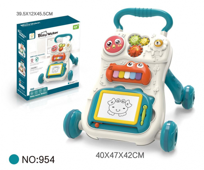 Antemergator interactiv cu activitati, pian si tablita de scris, P05, verde [3]