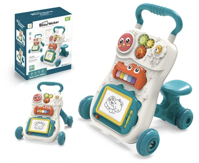 Antemergator interactiv cu activitati, pian si tablita de scris, P05, verde [2]