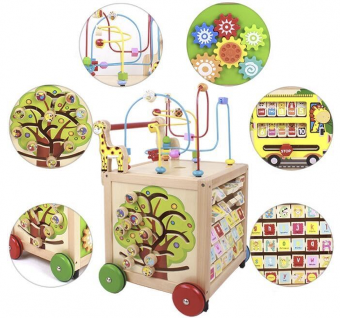 Antemergator Montessori 6 in 1 Girafa – Cub Educativ, Antepremergator si Centru de Activitati [4]