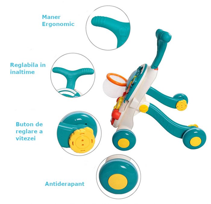 Antemergator si masuta de activitati bebelusi, Foca si Bufnita, verde [7]