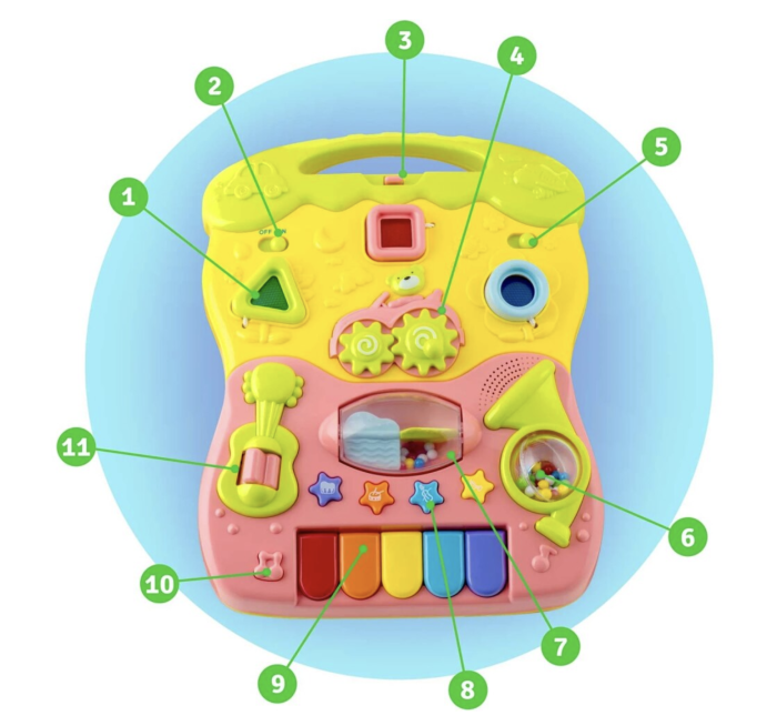 Antepremergator educational 2in1 Baby Walker Roz, cu panou detasabil si lumini [9]