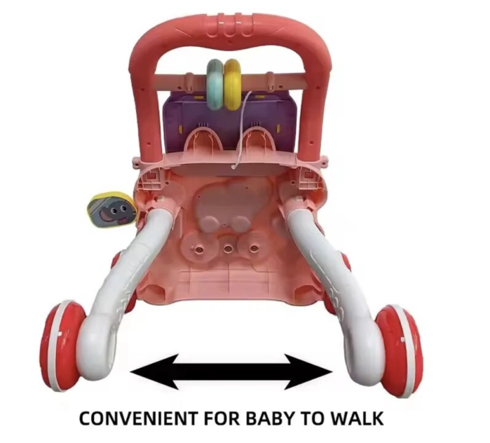 Antepremergator educational 2 in 1 cu tabla de scris, elefant muzical, oglinda si blocuri, +1 an, roz [6]