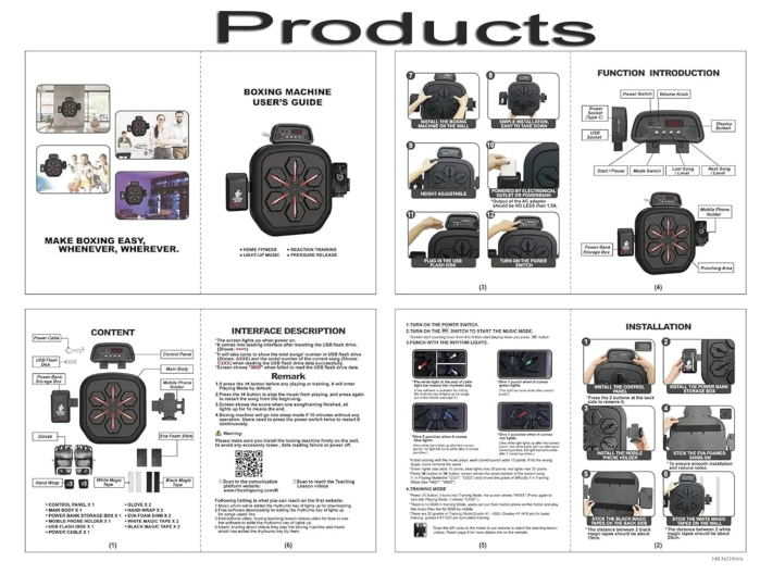 Music Boxing Machine cu Manusa, Aparat Box Inteligent cu Muzica, Montare pe Perete [7]