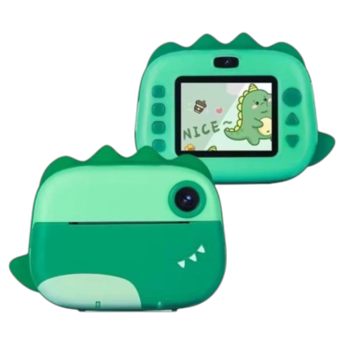 Aparat foto digital copii cu imprimare instant, 40 MP, 1080p, ecran 2.4", Dinozaur verde [8]