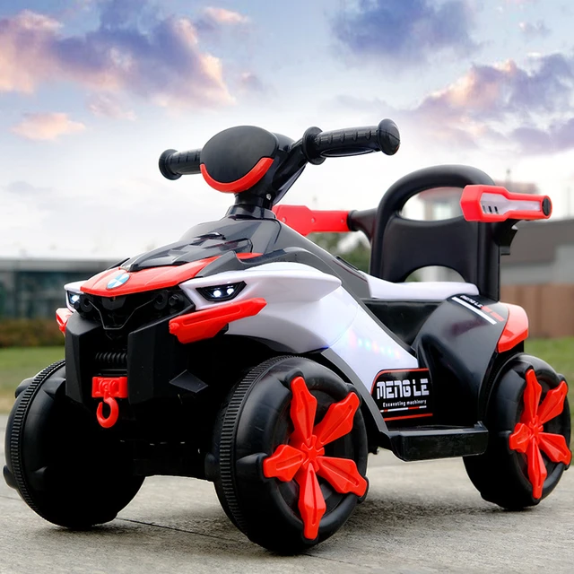 ATV electric pentru copii, cu telecomanda si maner de impins, 818 rosu [2]