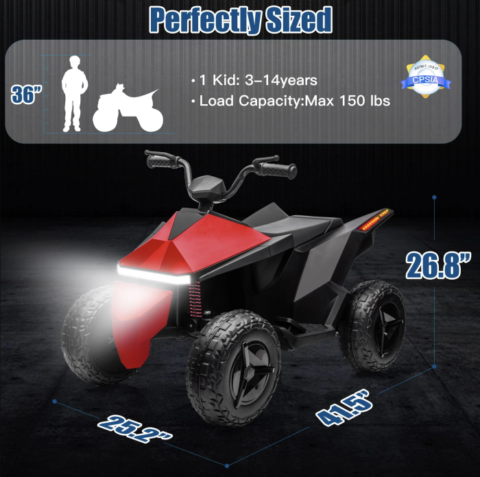 ATV electric pentru copii DLS-X8, cu lumini LED, muzica si Bluetooth, rosu [10]