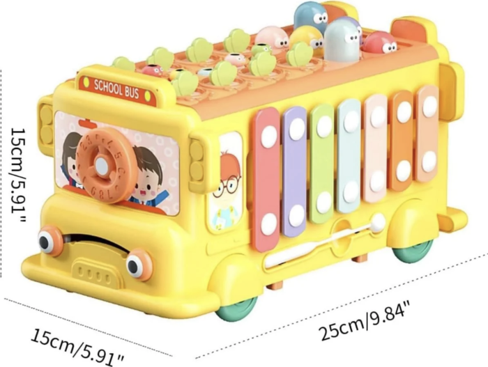 Jucarie interactiva autobuz multifunctional 4 in 1 cu xilofon si sortator, 3 ani+ [6]