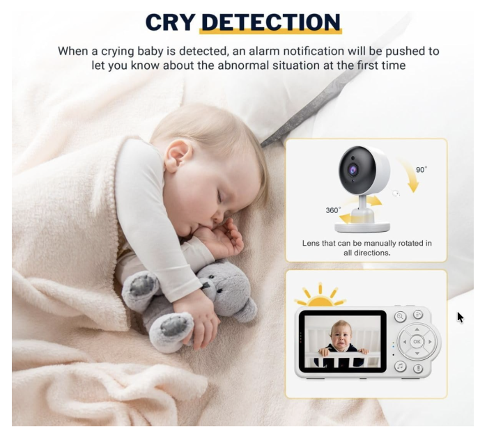 Baby Monitor Wireless cu Camera si Audio 2.8" - Monitorizare Video 720P [6]
