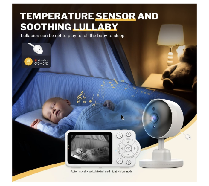 Baby Monitor Wireless cu Camera si Audio 2.8" - Monitorizare Video 720P [4]