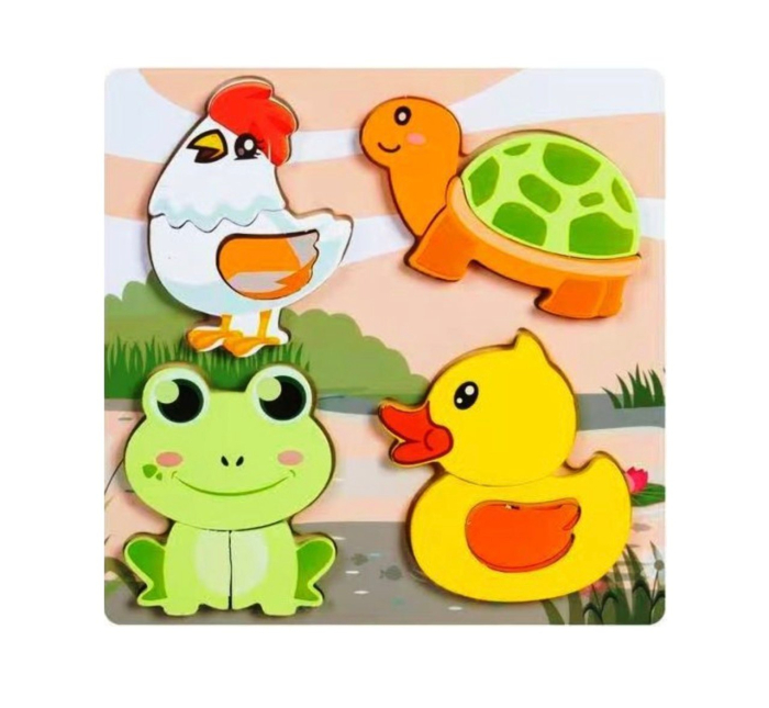 Set 6 Baby Puzzle Incastu cu 4 imagini, din lemn masiv – Piese Mari [2]