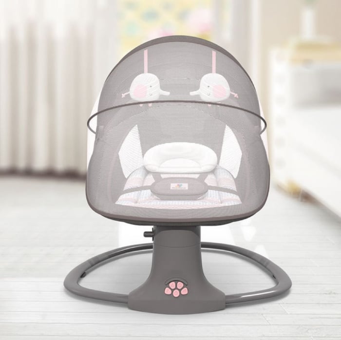 Balansoar electric 3 in 1, cu bluetooth, telecomanda, Mastela, roz [6]