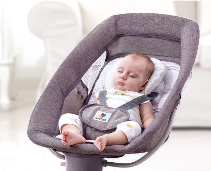 Balansoar electric 3 in 1, cu bluetooth, telecomanda, Mastela, roz [4]