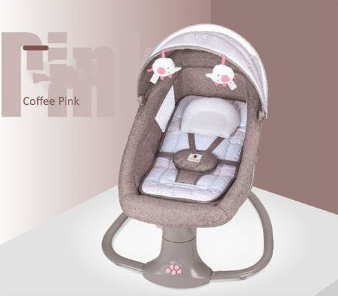 Balansoar electric 3 in 1, cu bluetooth, telecomanda, Mastela, roz [3]