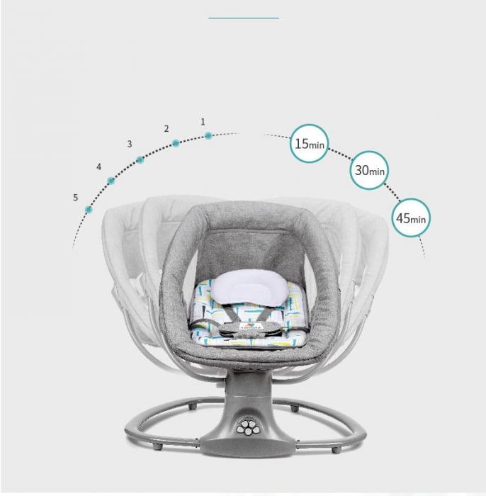 Balansoar electric 3 in 1, cu bluetooth, telecomanda, Mastela, roz [13]