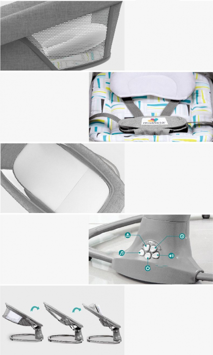 Balansoar electric 3 in 1, cu bluetooth, telecomanda, Mastela, roz [9]