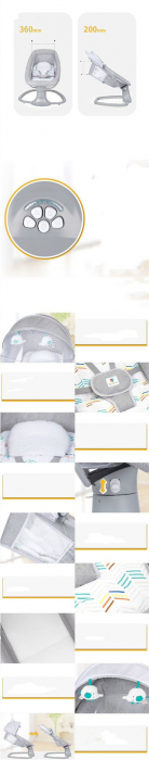 Balansoar electric 3 in 1, cu bluetooth, telecomanda, Mastela, roz [14]