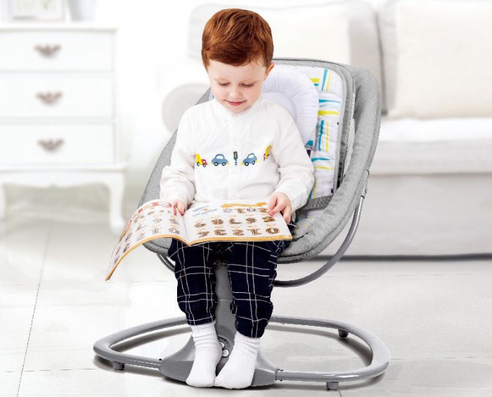 Balansoar electric 3 in 1, cu bluetooth, telecomanda, Mastela, roz [7]