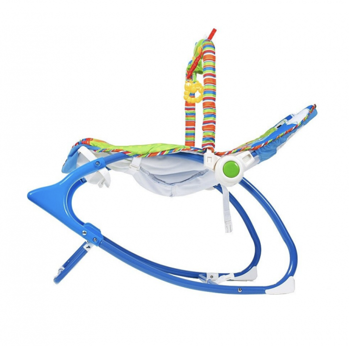 Balansoar si scaun 2 in 1 cu muzica si vibratii pentru leganare bebe 0-18 kg, Frog verde [12]
