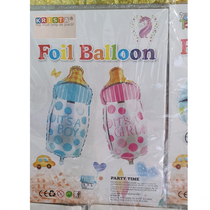 Balon din folie pentru petrecere Biberon, It's a Girl, Roz, 75 cm [2]