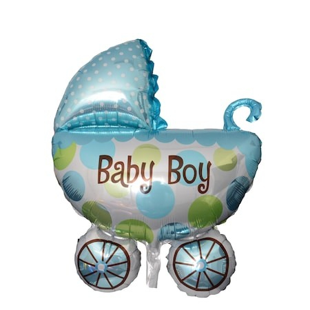 Balon din folie pentru petrecere Carucior, Baby Boy, Bleu, 85 cm [2]