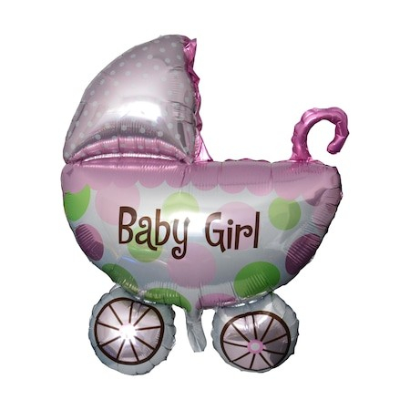 Balon din folie pentru petrecere Carucior, Baby Girl, Roz, 85 cm [2]