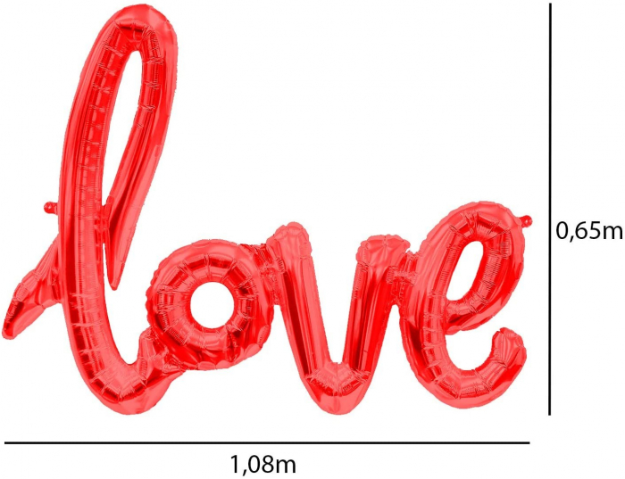 Balon din folie pentru petrecere LOVE rosu, 40 cm [2]