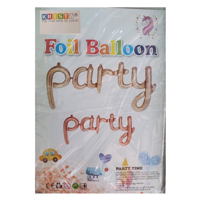 Balon din folie pentru petrecere Party auriu rose, 100 x 40 cm [4]