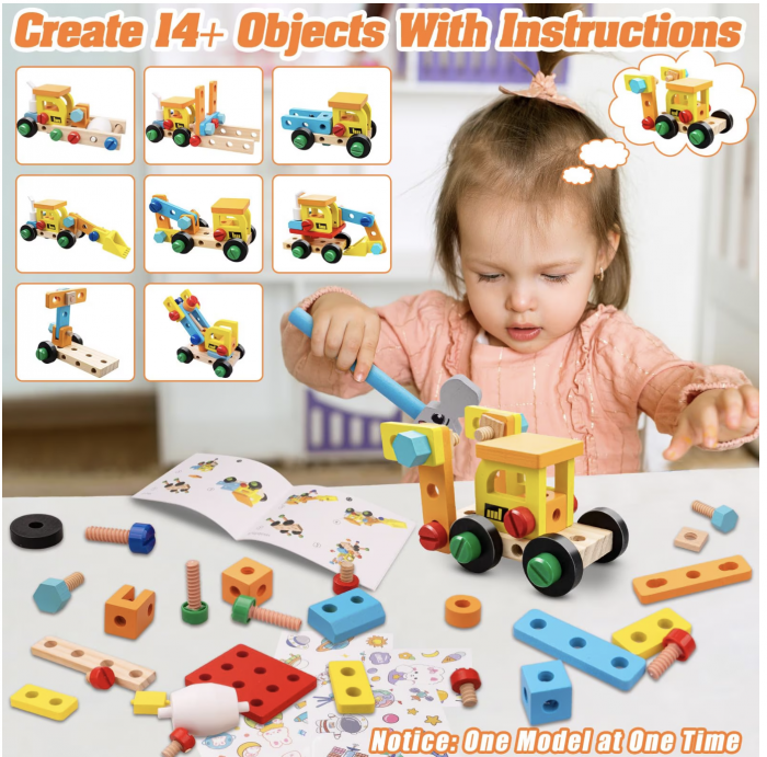 Set Geanta cu scule si unelte, de constructie masini, din lemn [5]