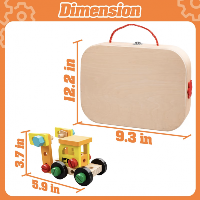 Set Geanta cu scule si unelte, de constructie masini, din lemn [8]