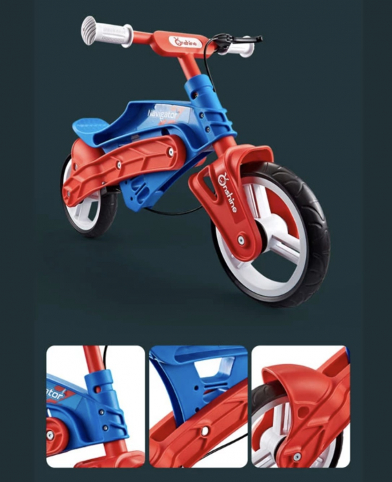 Bicicleta fara pedale, pentru echilibru, Navigator, rosu cu albastru [6]