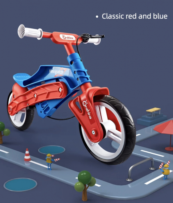 Bicicleta fara pedale, pentru echilibru, Navigator, rosu cu albastru [3]
