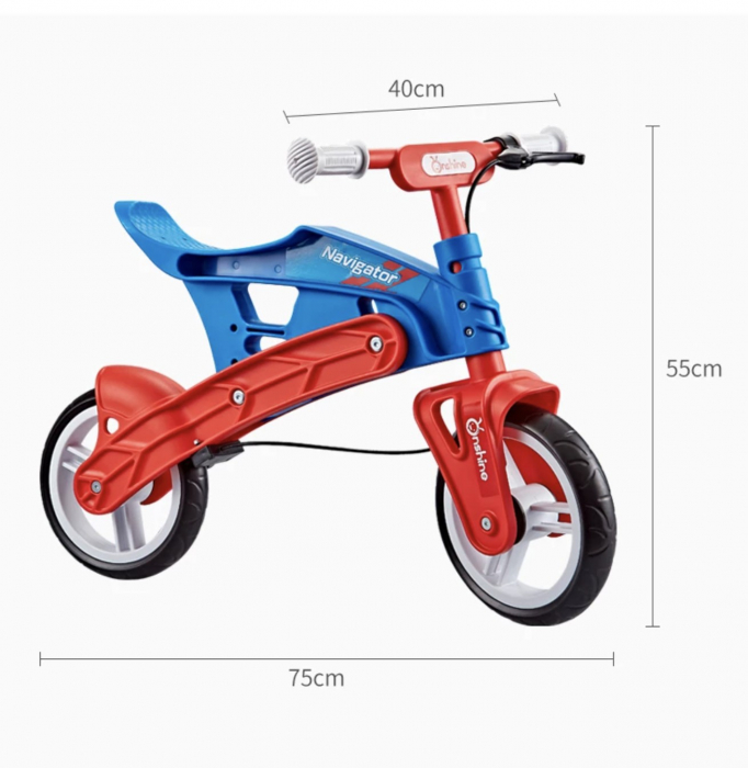 Bicicleta fara pedale, pentru echilibru, Navigator, rosu cu albastru [5]