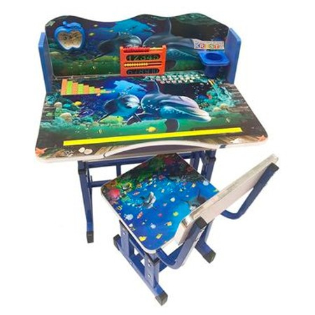 Birou cu scaun pentru copii, reglabile, cadru metalic si lemn, albastru, Ocean B2 - Krista® [2]