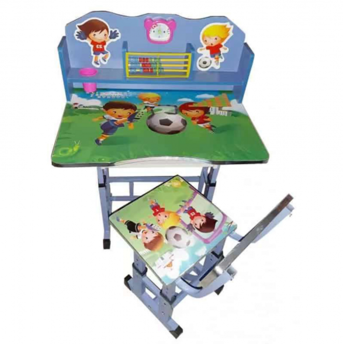 Birou cu scaun pentru copii, reglabile, cadru metalic si MDF, Fotbal C1 [2]