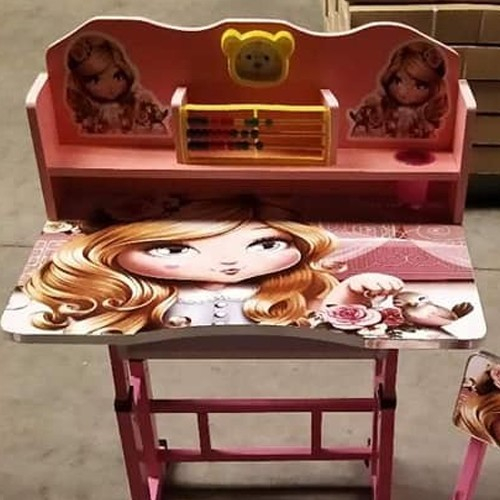 Birou cu scaun pentru copii, reglabile, cadru metalic si lemn, roz, My Princess W1 [6]