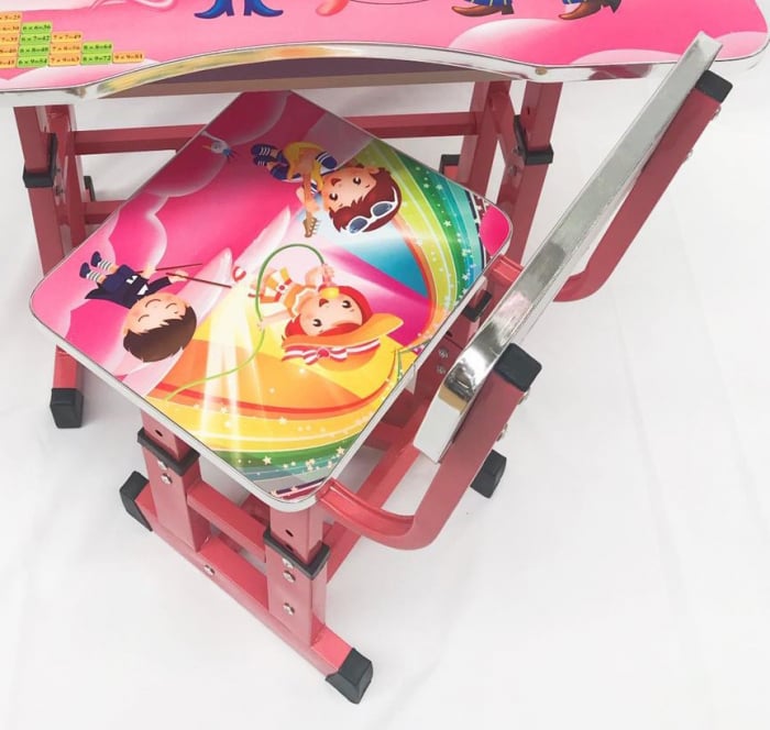 Birou cu scaun pentru copii, reglabile, cadru metalic si lemn, roz, Sing B5 - Krista® [5]