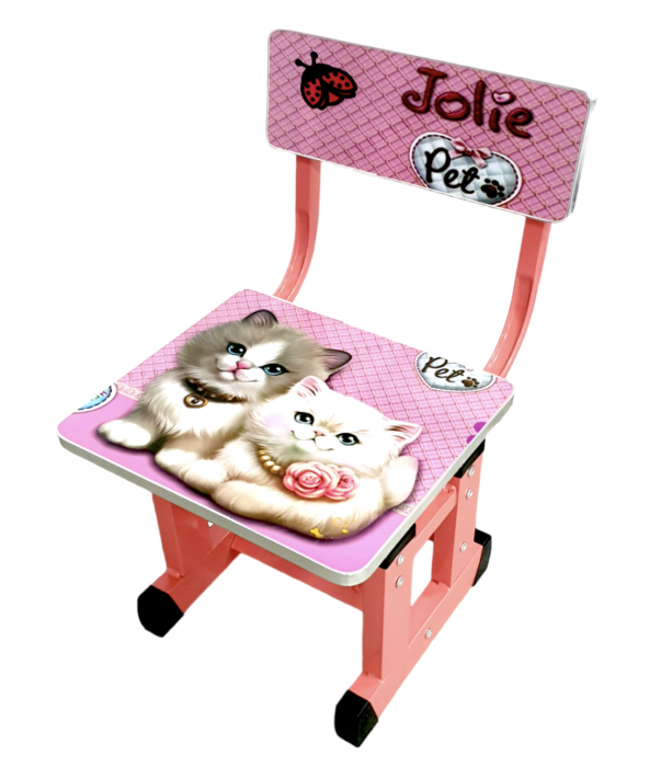 Birou cu scaun pentru copii, reglabile, cadru metalic si MDF, Pisicute A3 [6]